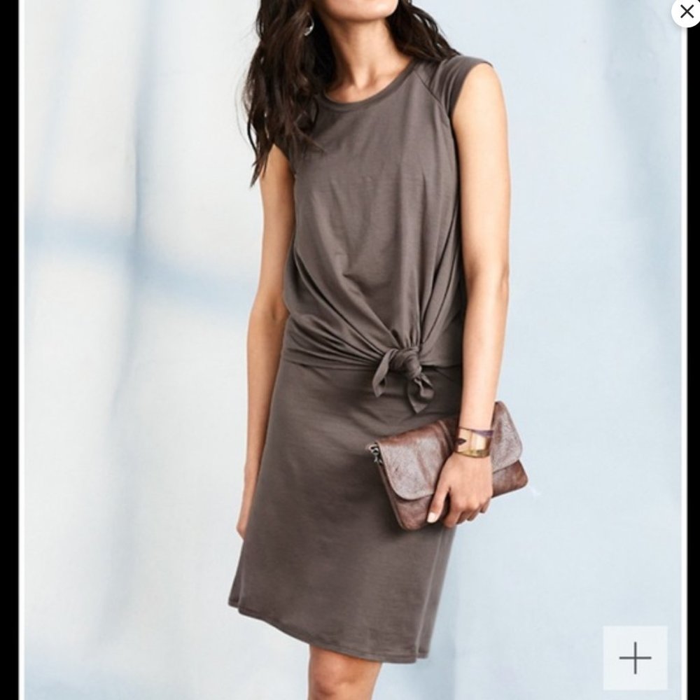 Garnet Hill Twist Bodice Knit Dress Tencel M
